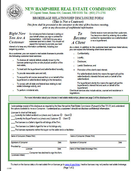 NH Disclosure form page 1